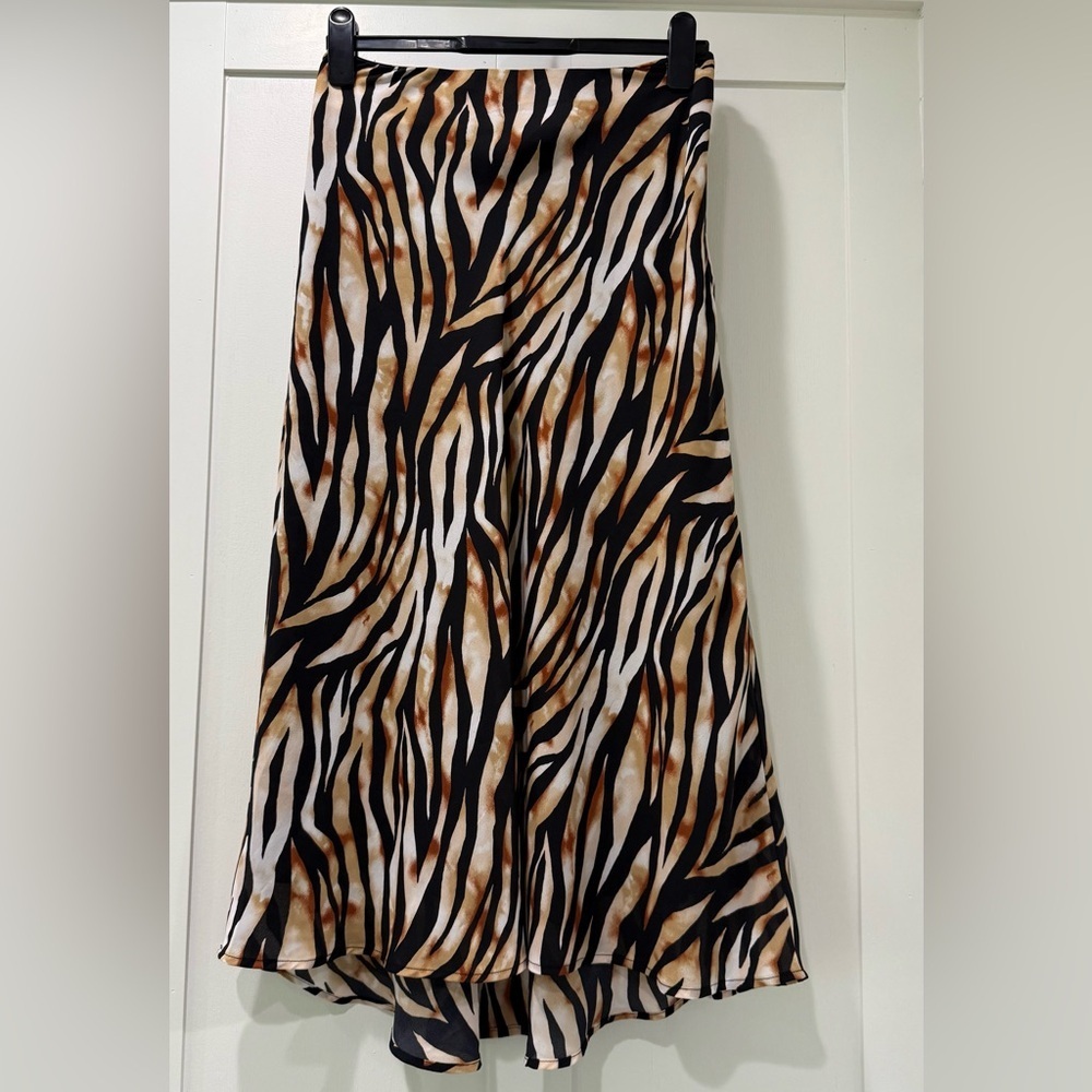Gibson Black, Brown, White Midi A-Line‎ Skirt